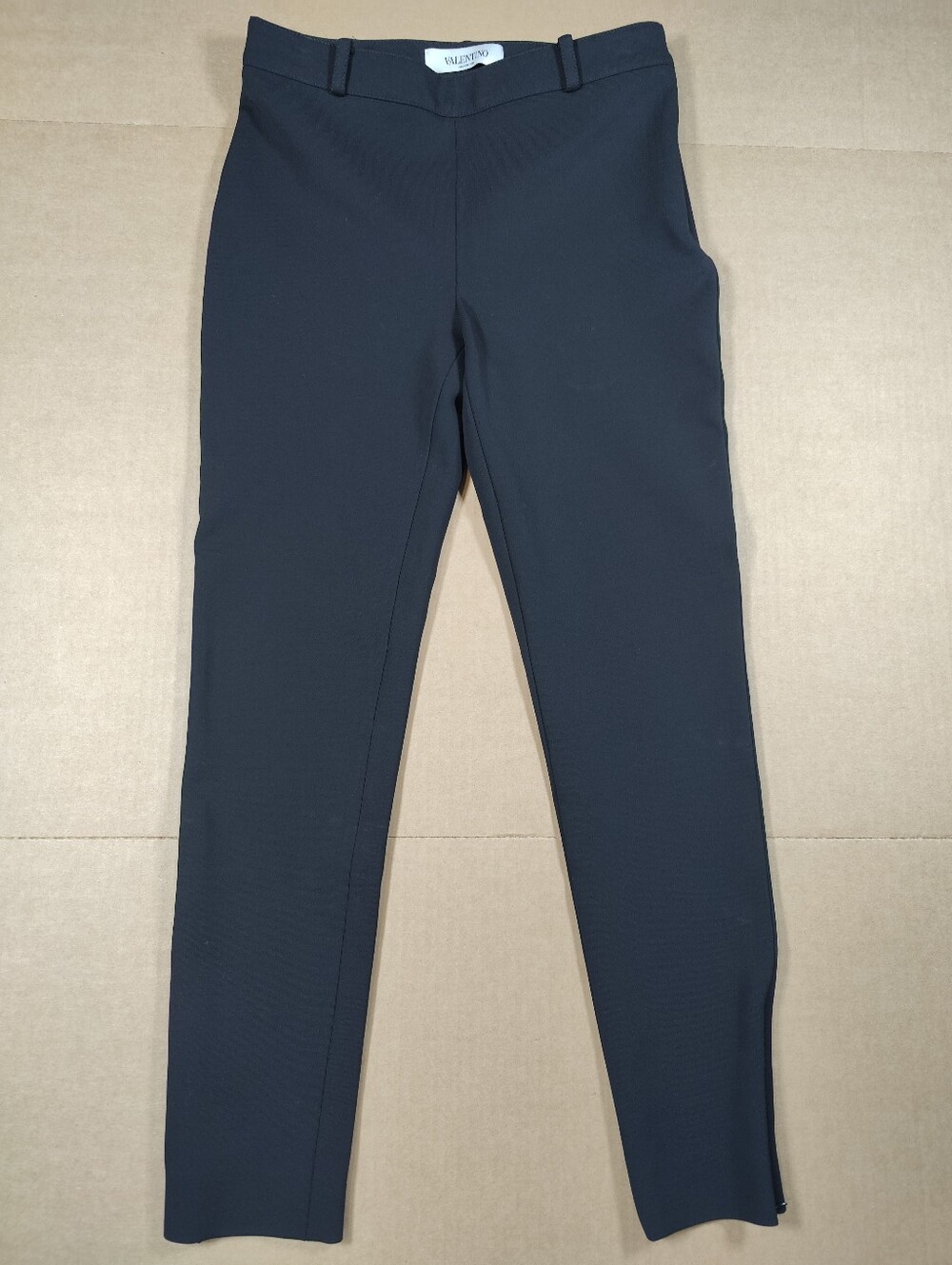 Valentino Black Tapered Ankle Zip Dress Pants Size 6 Made In Italy